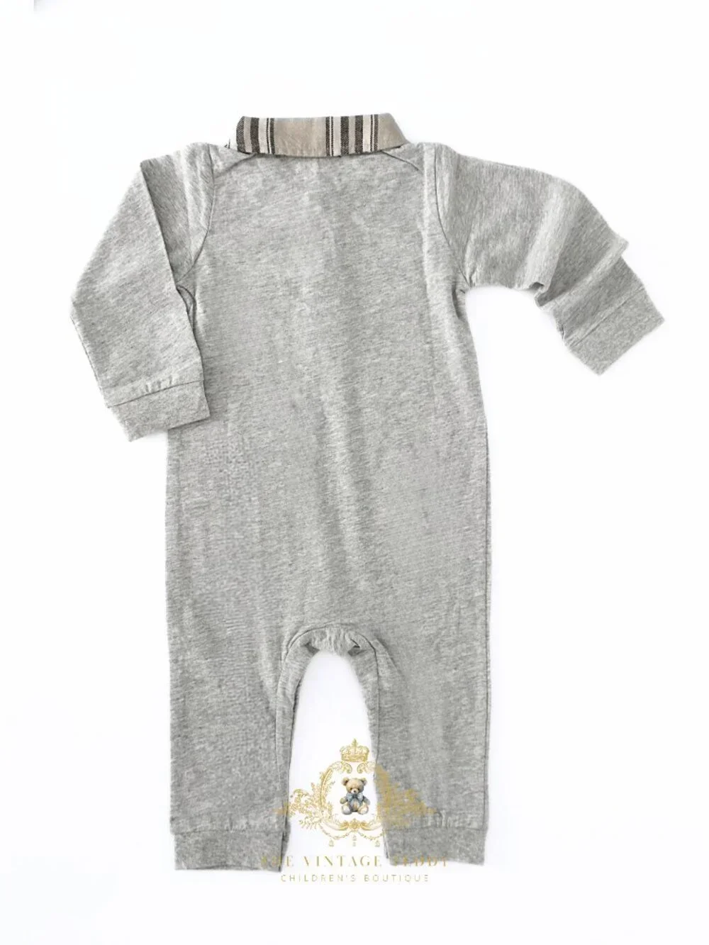 NWT Cute Boys One-piece Bodysuit Oxford Rompers Set of 2 Long Sleeve Plaid 9-12M